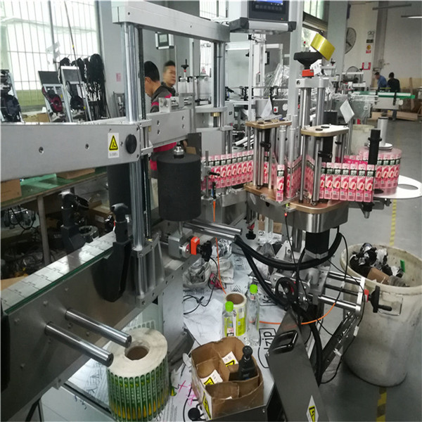 Máquina de rotulagem de garrafa dupla face para vários frascos de garrafa plana e quadrada